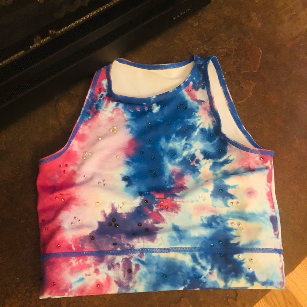 Custom rhinestoned crop top.